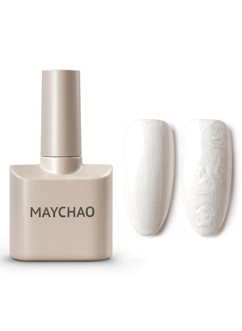 MAYCHAO MAYCHAO Pearl Gel Nail Polish, 15ML Pearlescent Pure White Shell Mermaid Snow White Gel Polish Soak Off UV LED Nail Lamp Curing for Nail Art Manicure Salon DIY at Home, 0.5 OZ 