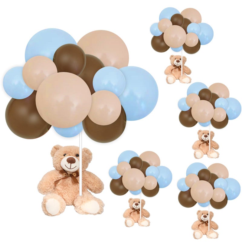 Olutacot 230 Pcs Bear Baby Shower Party Decorations Baby Shower Table Centerpieces with 5 Plush Bear Bulk 225 Balloons Kit Party Table Decor for Baby Shower Birthday Wedding Gender Reveal Blue - Image 3
