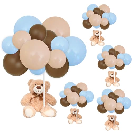 Olutacot 230 Pcs Bear Baby Shower Party Decorations Baby Shower Table Centerpieces with 5 Plush Bear Bulk 225 Balloons Kit Party Table Decor for Baby Shower Birthday Wedding Gender Reveal Blue - Image 1