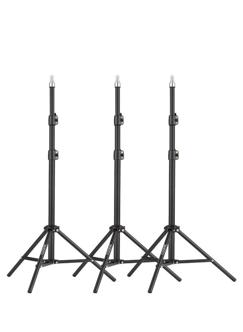 Coopic COOPIC 3pcs L200 Adjustable Lightweight Sturdy Aluminum Tripod Stand with Maximum height 200cm / 6f / 80inch and 1/4 Screw fit for Reflectors Softboxes Lights Umbrellas etc, Max. Load 6kg Black Color - Image 1