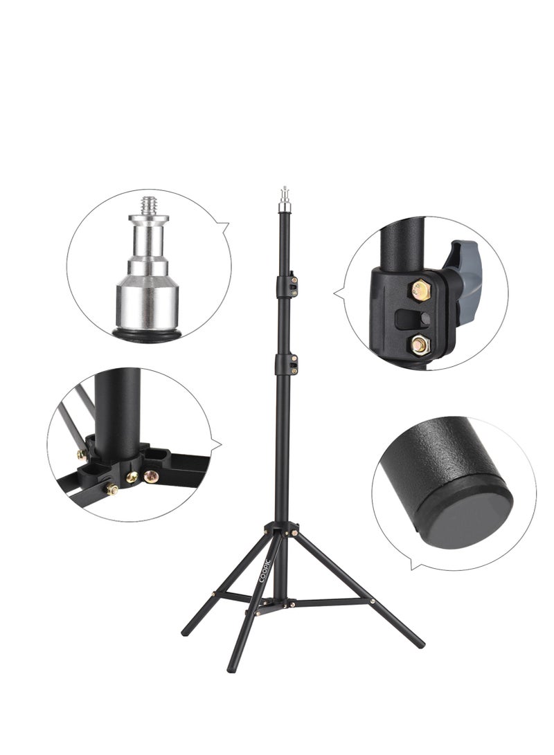 Coopic COOPIC 3pcs L200 Adjustable Lightweight Sturdy Aluminum Tripod Stand with Maximum height 200cm / 6f / 80inch and 1/4 Screw fit for Reflectors Softboxes Lights Umbrellas etc, Max. Load 6kg Black Color - Image 2