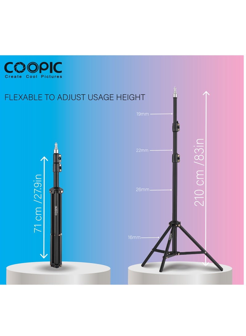Coopic COOPIC 3pcs L200 Adjustable Lightweight Sturdy Aluminum Tripod Stand with Maximum height 200cm / 6f / 80inch and 1/4 Screw fit for Reflectors Softboxes Lights Umbrellas etc, Max. Load 6kg Black Color - Image 4