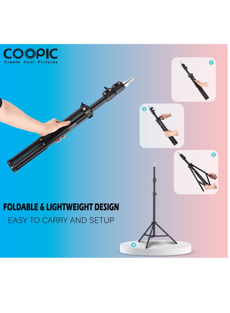 Coopic COOPIC 3pcs L200 Adjustable Lightweight Sturdy Aluminum Tripod Stand with Maximum height 200cm / 6f / 80inch and 1/4 Screw fit for Reflectors Softboxes Lights Umbrellas etc, Max. Load 6kg Black Color - Image 3