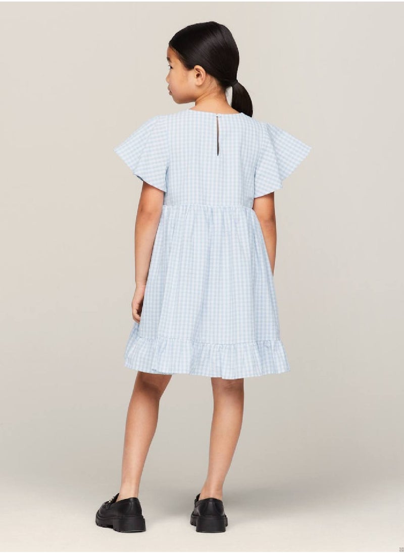 Girls' Gingham Check Dress And Scrunchie Set -  Pure cotton, Blue - pzsku/Z552267A60E18E4C6242FZ/45/_/1724216674/3137cc38-5928-4beb-8e7c-c51a7d40d6fa