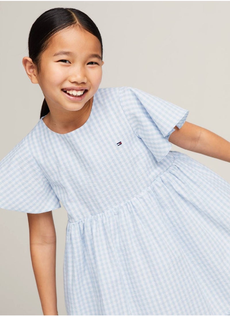 Girls' Gingham Check Dress And Scrunchie Set -  Pure cotton, Blue - pzsku/Z552267A60E18E4C6242FZ/45/_/1724216676/de3534fa-22cc-4c50-861a-f6e16e0c9788