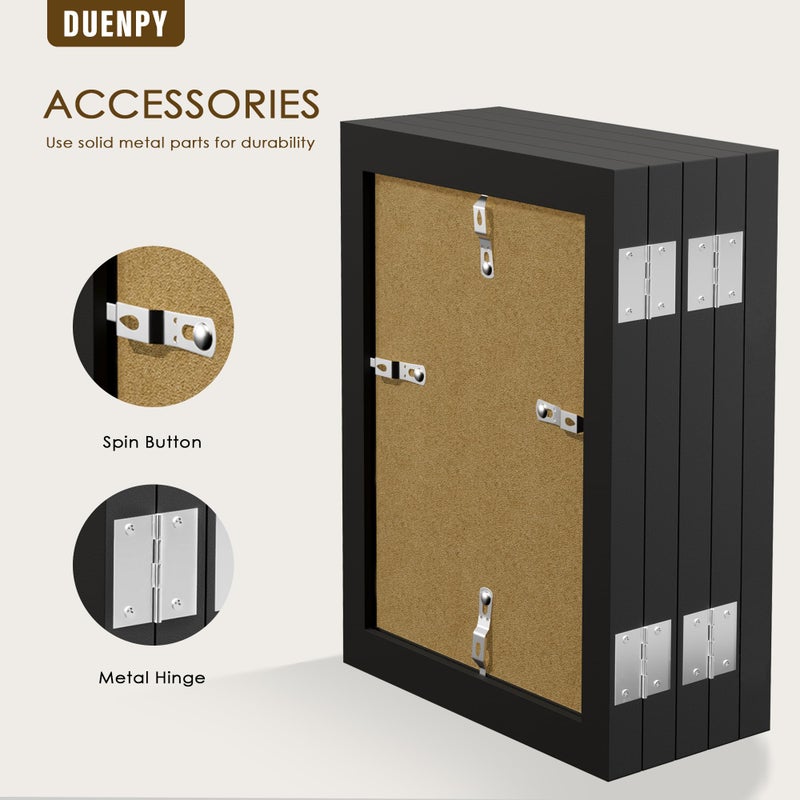 DUENPY 5 Folding 5x7 Picture Frame Horizontal Engineered Wood Accordion Photo Frame with Plexiglass Tabletop Bookshelf Display Black - Image 5