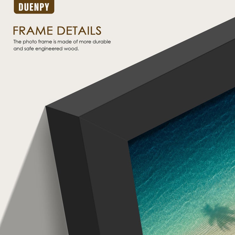 DUENPY 5 Folding 5x7 Picture Frame Horizontal Engineered Wood Accordion Photo Frame with Plexiglass Tabletop Bookshelf Display Black - Image 4