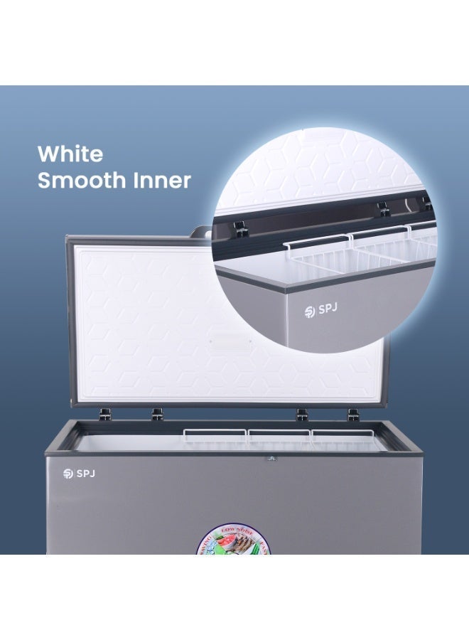 SPJ 367L Deep Freezer Single Door Chest Freezer, Fast Cooling Commercial Freezer with Mechanical Temperature Control, Energy Efficient Large Capacity Freezer for Home, Shop & Restaurant, Grey - Image 3