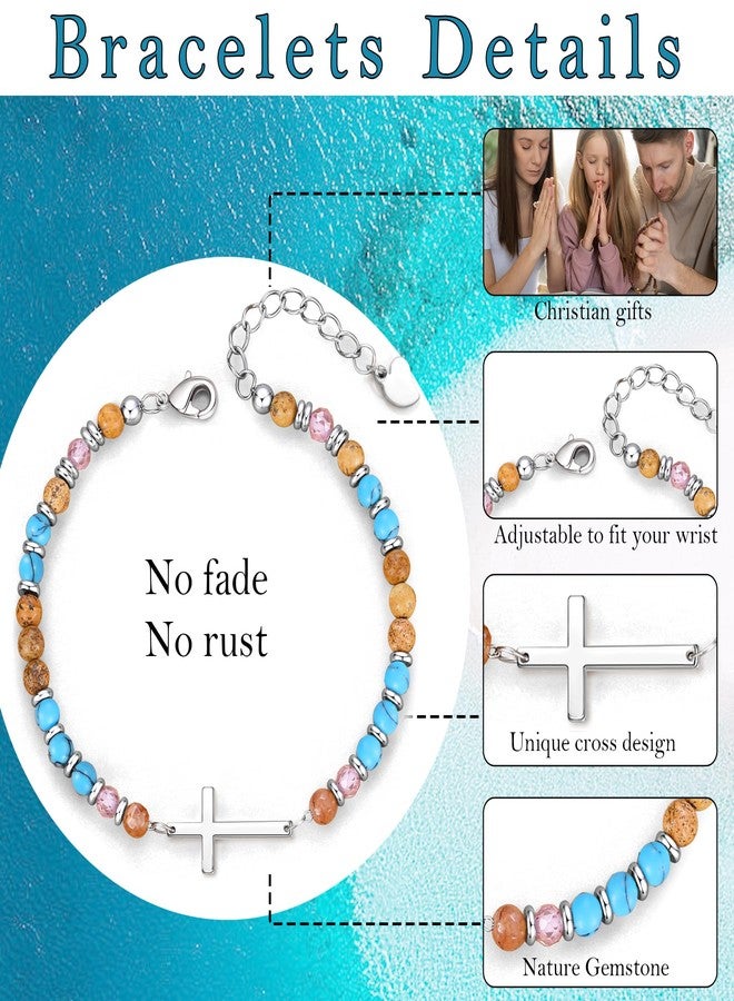 Btysun Granddaughter Bracelet from Grandma, Teen Easter Basket Stuffers Beaded Cross Bracelet for Women Christian Gifts for Women Religious Baptism Confirmation Birthday Christmas Jewelry - Image 4