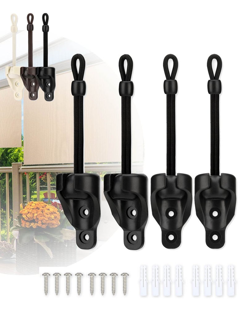 IVYSUN Universal Sun Shade Replacement Parts Bungee Tie DownsWeather ResistanceCompatible with Coolaroo Exterior Roller ShadeOutdoor BlindsBlack2 Set