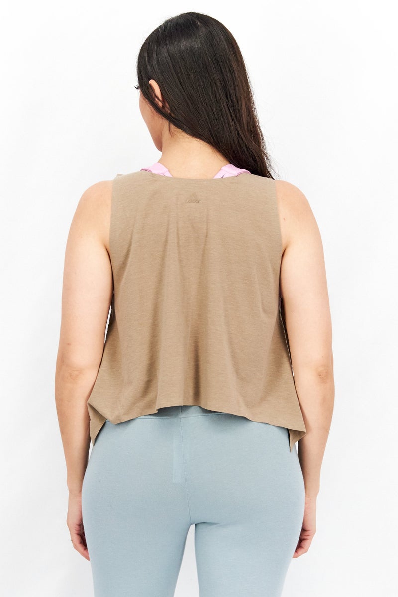 Adidas Women Sportswear Fit Sleeveless Reversible Studio Tank Top, Light Brown - Image 3