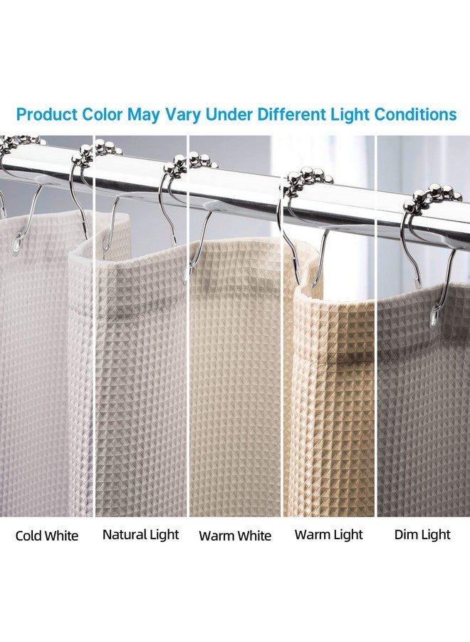 AmazerBath AmazerBath Waffle Shower Curtain, Khaki Shower Curtain Fabric with Waffle Weave, Hotel Quality Bathroom Shower Curtains, Heavy Duty, 72 x 72 Inches  - Image 4
