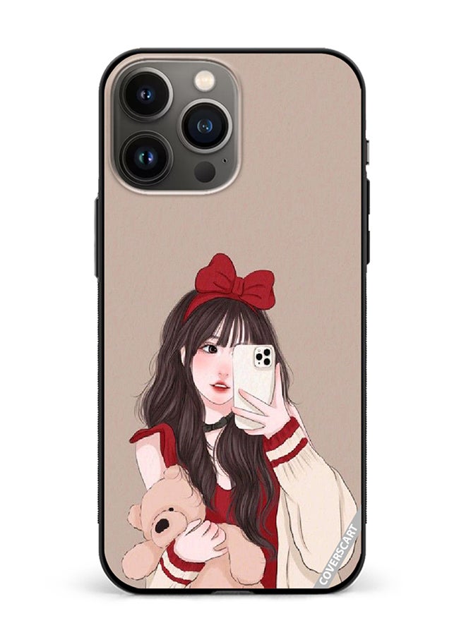 Protective Case Cover For Apple iPhone 13 Pro Girl Holding Teddy Design Multicolour