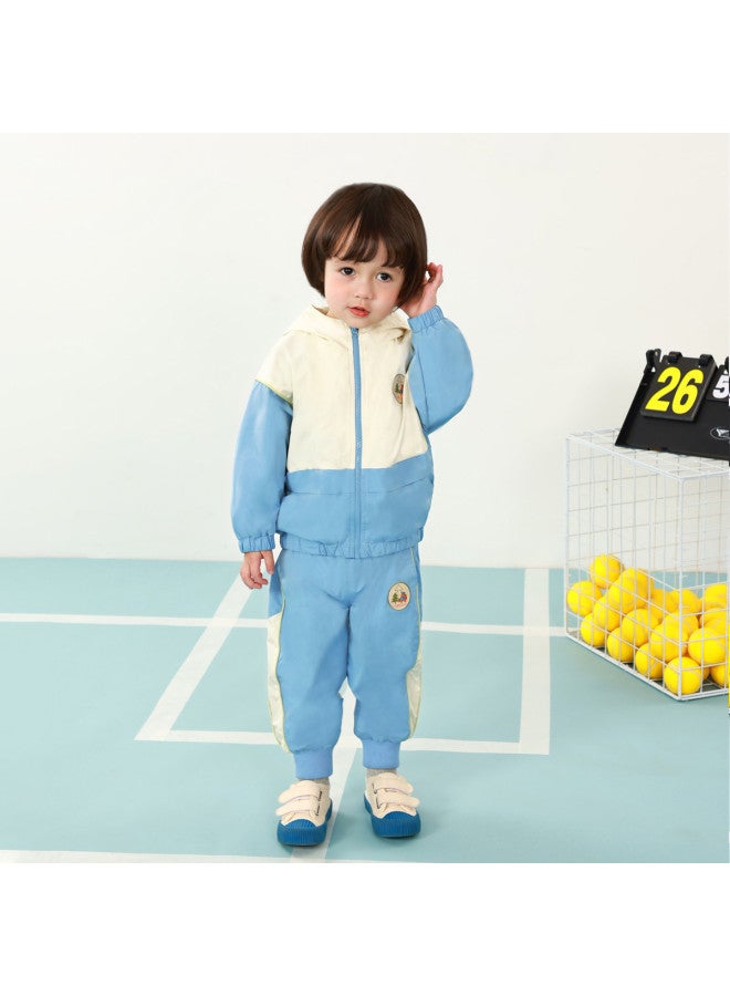 Baby Hooded Set Boys Color-block Two-piece Outfit Versatile Spring/autumn Casual Kids' Clothing Girls - Image 2