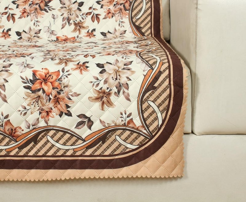 Nendle Premium Touch Soft Velvet 3 Layer Quilted Sofa Cover 7 Seater with Combined seat and Back| Anti-Slip Protector Covers for Living Room, Drawing Room (Light Brown, Pack of 3+2+2) - Image 4