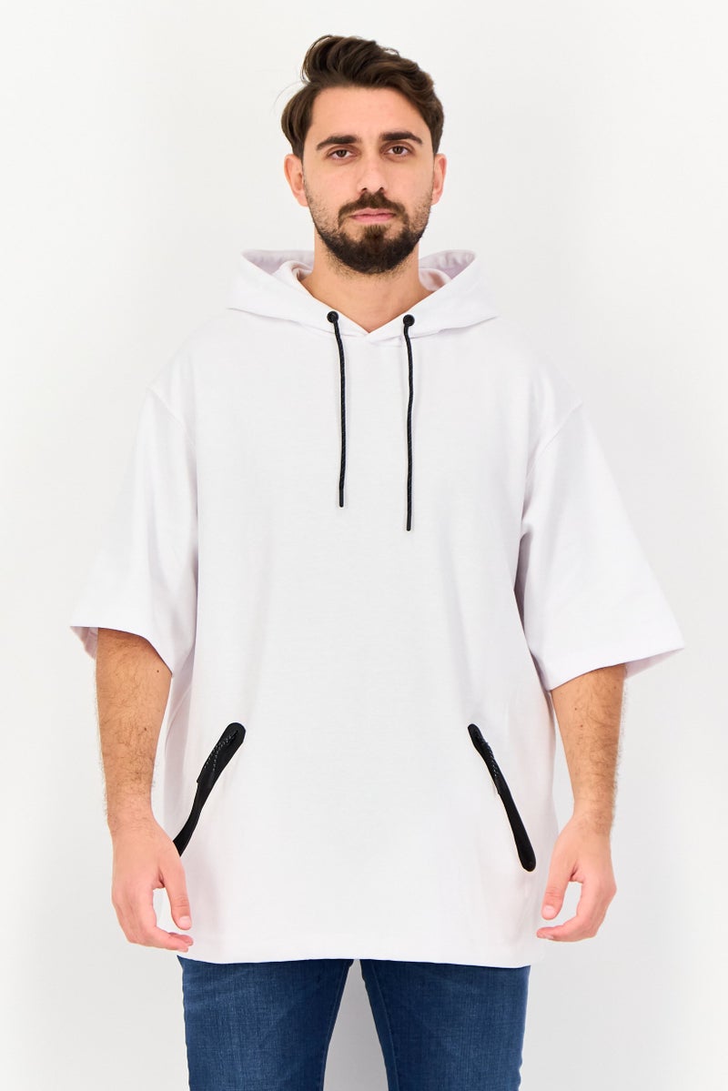 Celio Men Solid Long Sleeve Hooded Sweatshirts, White - Image 1