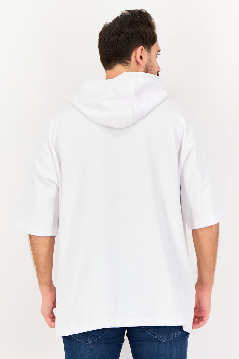 Celio Men Solid Long Sleeve Hooded Sweatshirts, White - Image 2
