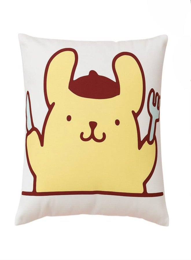 ZQBIEE Polyester Kids Cartoon Prints Cushion with Super Soft Fabric Size 16 inch x 16 inch x 2 inch (Yellow & White) - Image 1