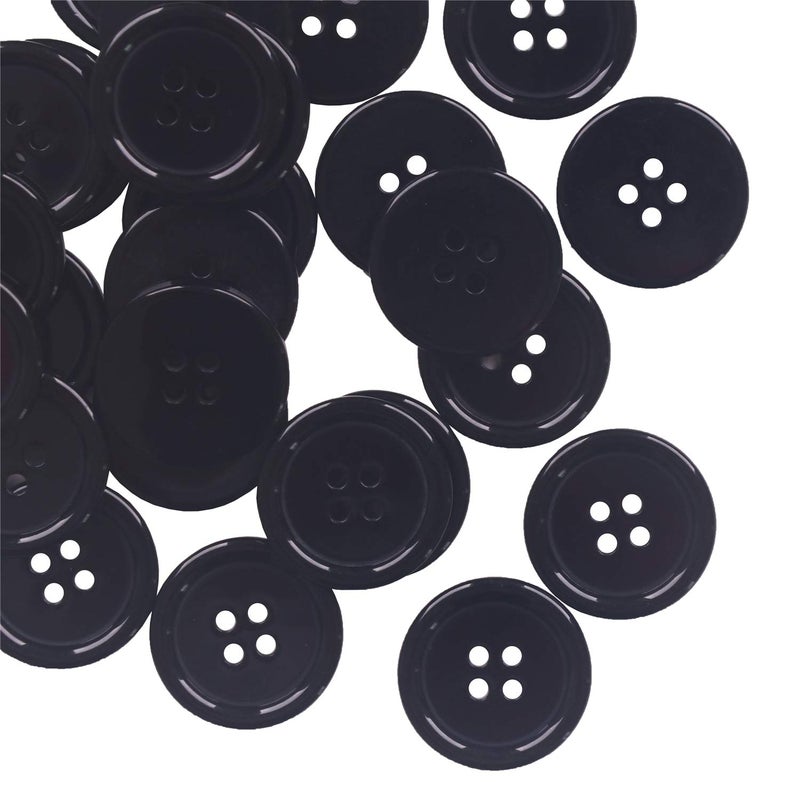 YAKA YAKA Black Buttons for Crafts Christmas Buttons for Clothes 1inch25mm 80Pcs 4 Holes Resin Flatback Small Button Bulk for SewingDIY Handmade Ornament 