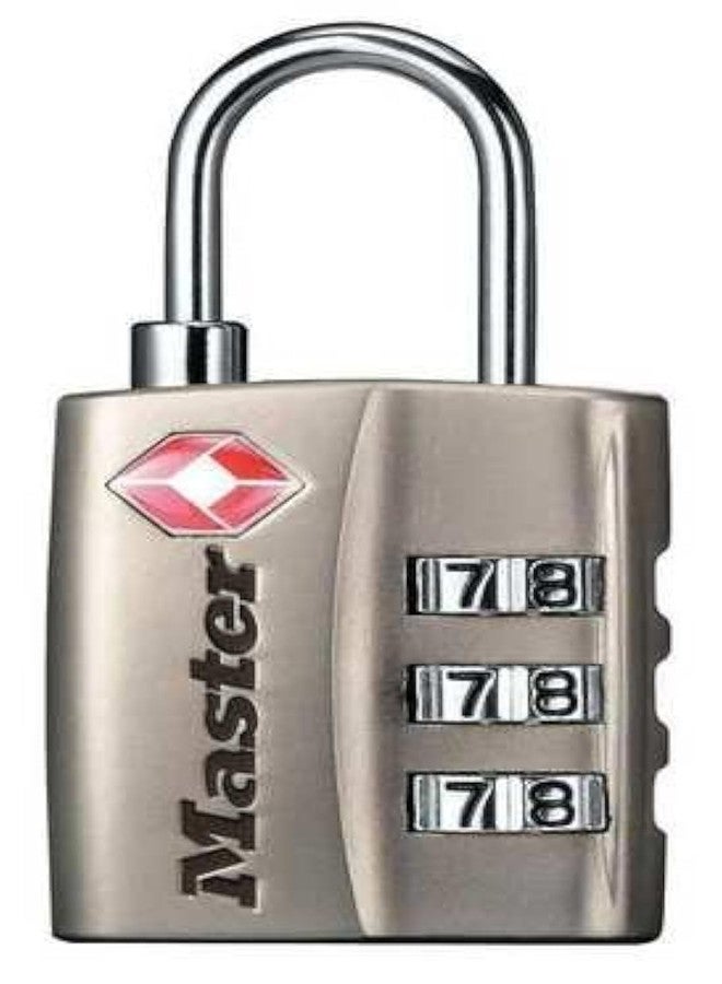 ماستر لوك قفل ماستر لوك 4680DNKL، قفل تركيبة معتمد من إدارة أمن النقل (عبوة من 4 قطع)، نيكل