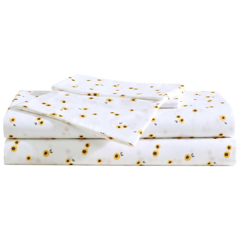 Eddie Bauer - Sheet Set, Cotton Percale Bedding with Matching Pillowcases, Crisp & Breathable, 200-Thread Count, Classic Comfort Essentials (Sunflower Yellow, Queen) - Image 1
