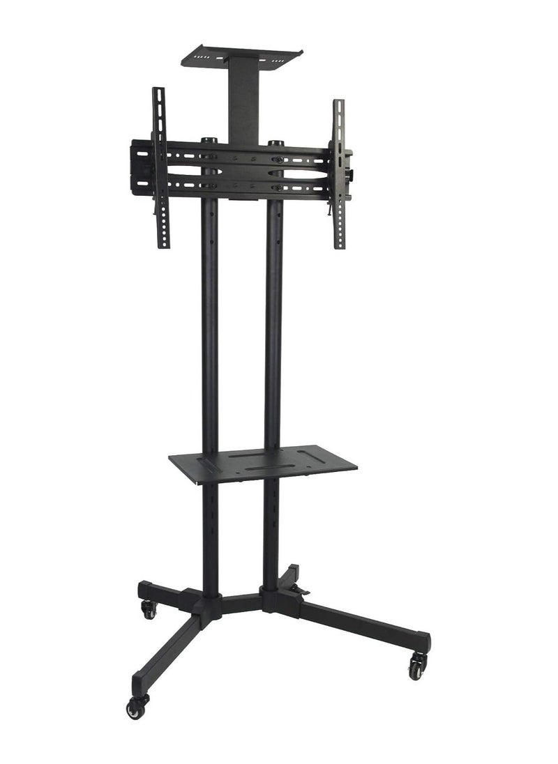 ELTRAZONE - DG60B FS Mobile/Rolling TV Cart with Lockable Wheels, Floor TV Stand 32-75 Inch, LED & LCD Screen TV Trolley with Supported Camera Rack & Strong Wheels Holds up to 50 Kg - Image 1