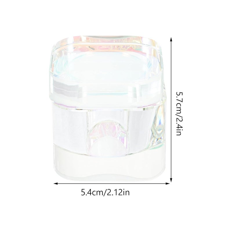 طبق كريستال زجاجي للأظافر مع غطاء، كوب محمول لمستلزمات فن الأظافر الأكريليكي - Image 3