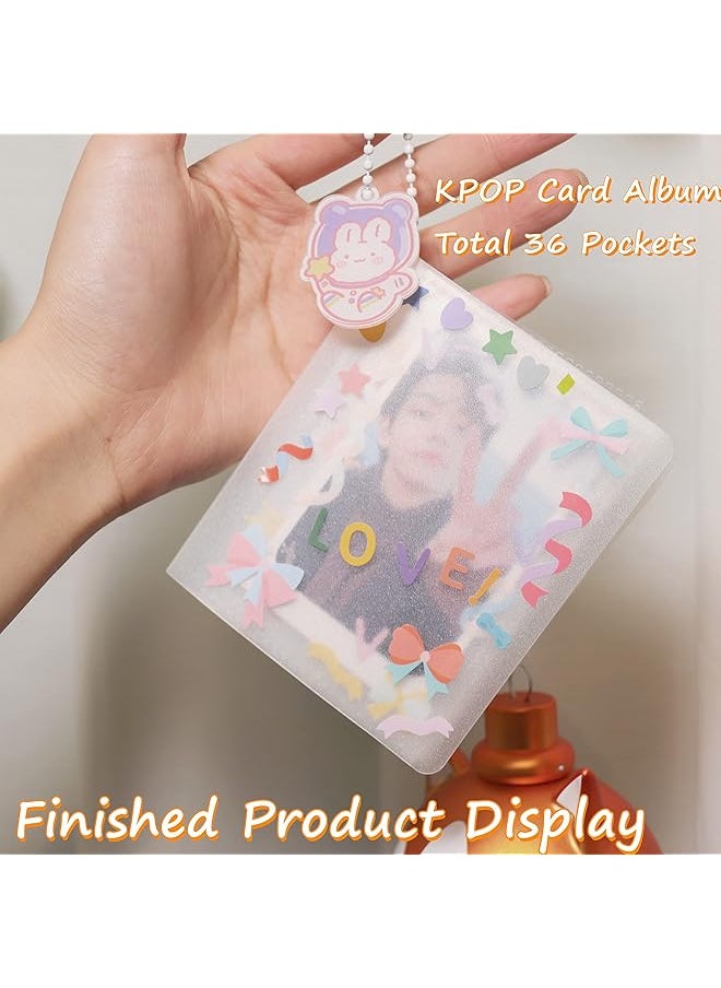erorex One Hand Kpop Photocard Holder Book Binder Photo Card Holders Sleeves For Album Trading Cards Instax Mini Film Polaroid Camera With 9 Sheets Kawaii Korean Stickers 2X3 36 Pockets  - Image 3