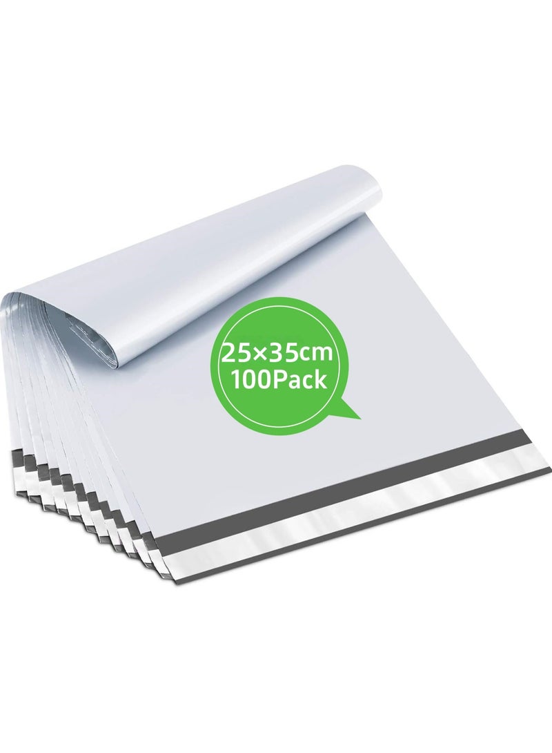 100 عبوة بريدية من البوليستر مقاس 25 × 35 سم باللون الأبيض - Image 1