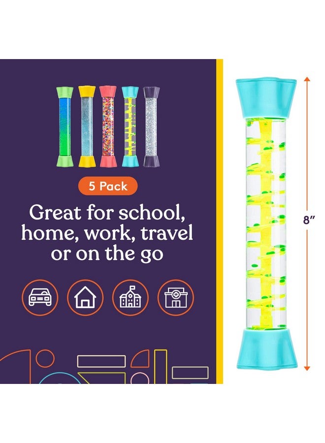 سبيشال سابلايز لعبة الفقاعات السائلة ذات الحركة الرائعة، عبوة من 5 قطع، مؤقت الساعة الرملية الملونة مع حركة القطرات، لغرفة النوم، اللعب الحسي، المنزل الرائع أو المدرسة - Image 3