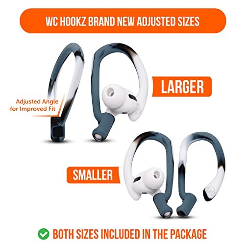 WC HookZ - Patented Upgraded Over Ear Hooks for AirPods Pro 1, 2 & AirPods 1, 2 & 3- Two Size Pairs Included in Package, Unique Left & Right Hook, Made by Wicked Cushions | Mixed Marble - Image 5