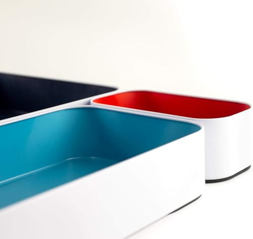 Three by Three Seattle 6 Piece Metal Organizer Tray Set for Storing Makeup, Stationery, Utensils, and More in Office Desk, Kitchen and Bathroom Drawers (2 Inch, Classic Colors) - Image 5