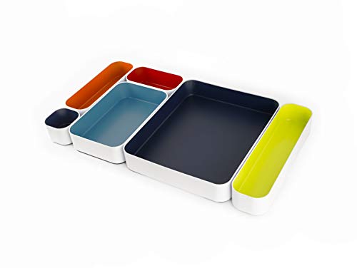 Three by Three Seattle 6 Piece Metal Organizer Tray Set for Storing Makeup, Stationery, Utensils, and More in Office Desk, Kitchen and Bathroom Drawers (2 Inch, Classic Colors) - Image 4