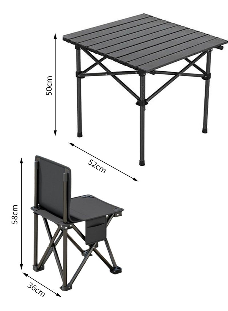 ليون هوم مجموعة تخييم خارجية مكونة من ثلاث قطع | طقم طاولة وكرسي قابل للطي محمول مصنوع من مادة سبائك الألومنيوم ومقاوم للتآكل وقماش أكسفورد سهل التخزين والتجميع - Image 3