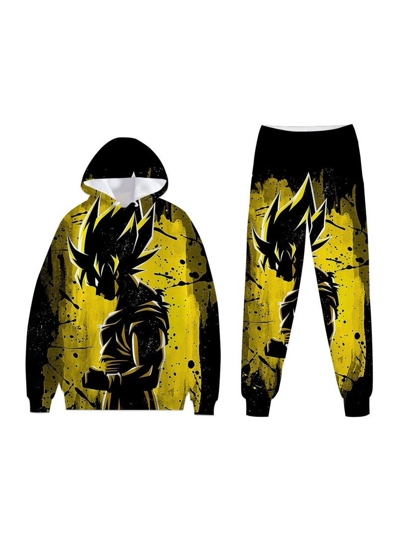 KUYING New Dragon Ball 3D Digital Printed Hooded Sweatshirt And Pants Set  - Image 1