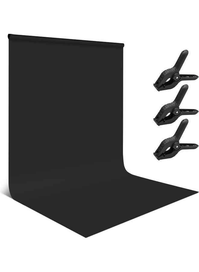 NIBEMINENT Photography Background Screen Portrait with 3-Backdrop Clamps Black  - Image 1