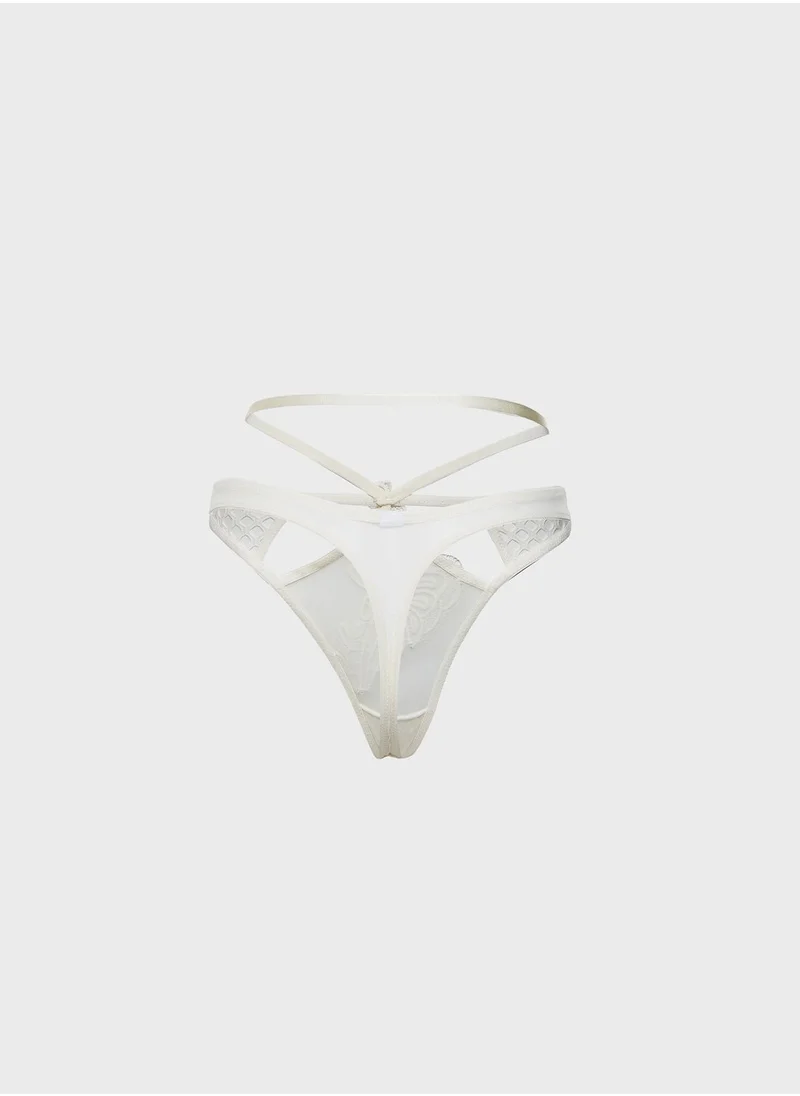 Wolf & Whistle Keira Fishnet Applique Strappy Thong