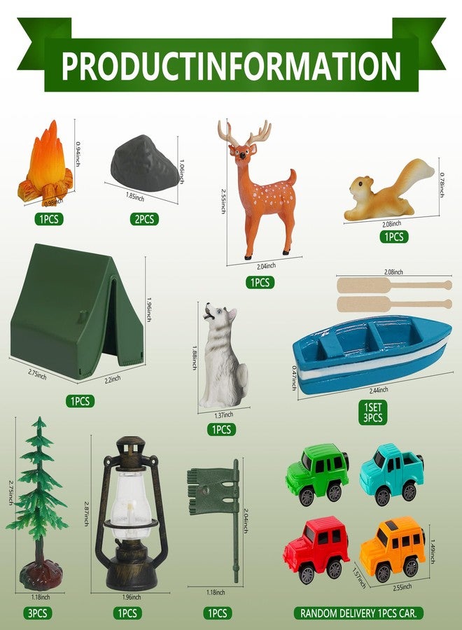 Vidotim 16Pcs Camping Cake Toppers for Camping Fans' Birthday Supplies, Camp Cake Decorations for Boys, Fireside Camp Forest Cake Decors for Kids Camping Forest Theme Party - Image 2