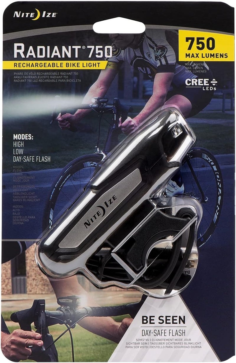 Nite Ize Radiant 750 Rechargeable Bike Light - 750 Lumens with Cree LEDs and USB Charging - Image 1