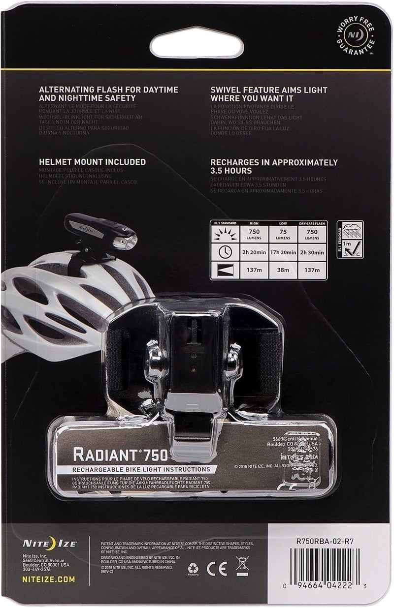 Nite Ize Radiant 750 Rechargeable Bike Light - 750 Lumens with Cree LEDs and USB Charging - Image 2