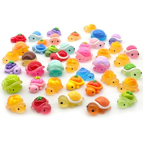 Nuanmu 42Pcs Miniature Resin Turtle 3D Figurines Glow in The Dark Garden Micro Desk Pets Dollhouse Decor for Decorating DIY Fish Tank Fridge Wall Art - Image 1