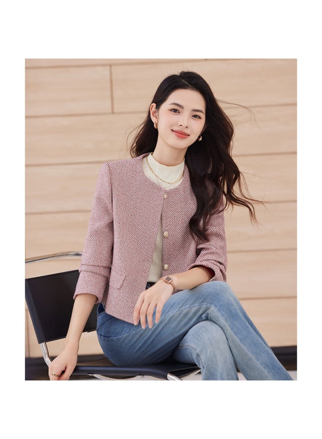TELUOMAN Trollman Little Chanel Style Women's Long Sleeve Jacket Autumn Winter New High-end Elegant Ol Commuter Casual Cardigan Blazer Top - Image 2
