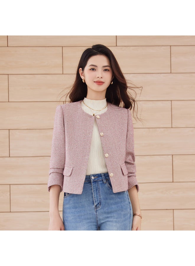 TELUOMAN Trollman Little Chanel Style Women's Long Sleeve Jacket Autumn Winter New High-end Elegant Ol Commuter Casual Cardigan Blazer Top - Image 3