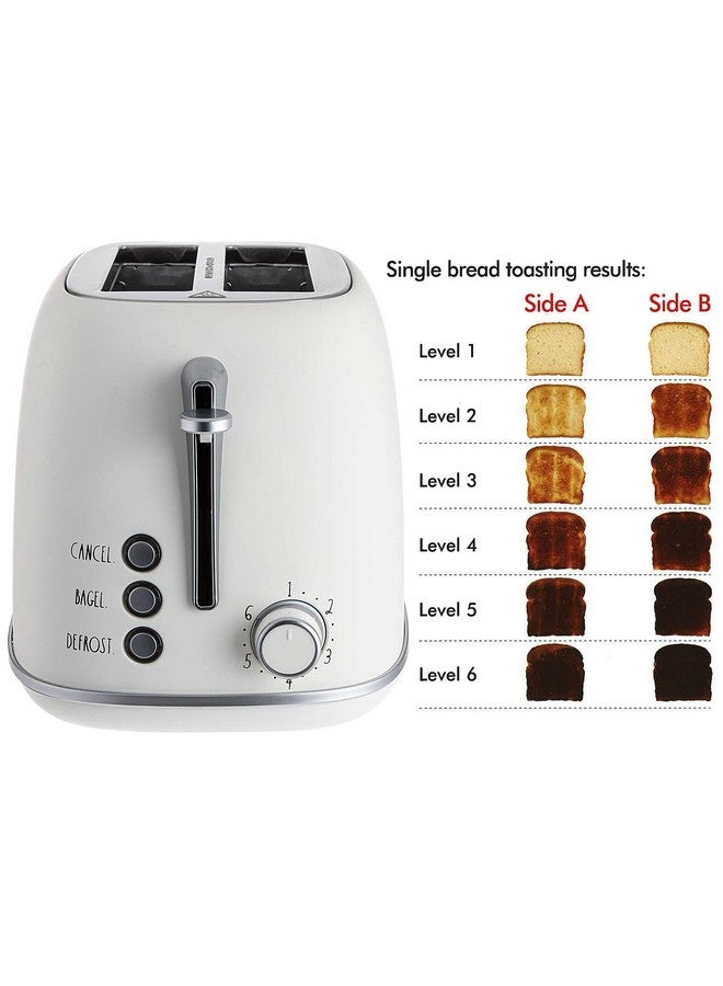 Rae Dunn Rae Dunn Retro Rounded Bread Toaster, 2 Slice Stainless Steel Toaster with Removable Crumb Tray, Wide Slot with 6 Browning Levels, Bagel, Defrost and Cancel Options, Cream  - Image 2