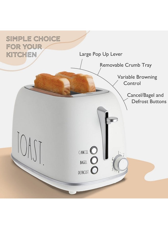 Rae Dunn Rae Dunn Retro Rounded Bread Toaster, 2 Slice Stainless Steel Toaster with Removable Crumb Tray, Wide Slot with 6 Browning Levels, Bagel, Defrost and Cancel Options, Cream  - Image 3