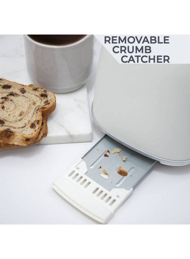Rae Dunn Rae Dunn Retro Rounded Bread Toaster, 2 Slice Stainless Steel Toaster with Removable Crumb Tray, Wide Slot with 6 Browning Levels, Bagel, Defrost and Cancel Options, Cream  - Image 4