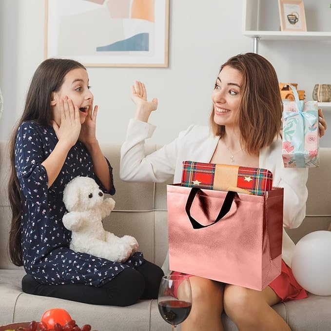 KOOGLY Shopping Bag | Carry Bag for Return Gifts | Gift Bags | Tote Bags Glossy Metallic Rose Gold Color(Pack of 15 Pcs) - Image 3