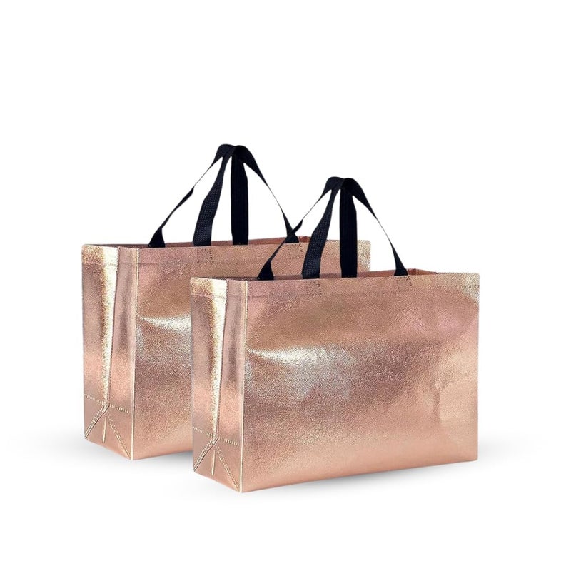 KOOGLY Shopping Bag | Carry Bag for Return Gifts | Gift Bags | Tote Bags Glossy Metallic Rose Gold Color(Pack of 15 Pcs) - Image 1