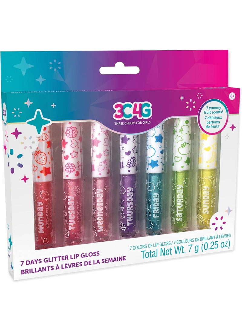 Make It Real Make It Real 3C4G 7 Days Glitter Lip Gloss  Flavored Lip Gloss Set for Girls  Strawberry Raspberry Vanilla and More  7 Piece Lip Gloss Kit 