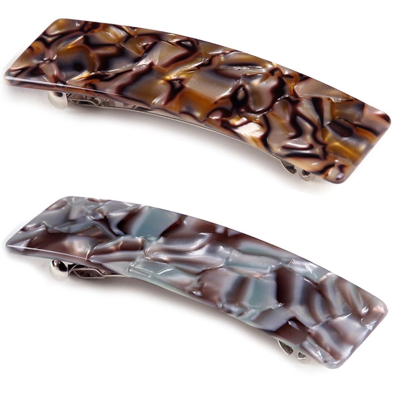 Eyegla 2PCS Hair Barrettes Tortoise Shell French Design Celluloid Rectangle Hair Clips for Women - Image 1
